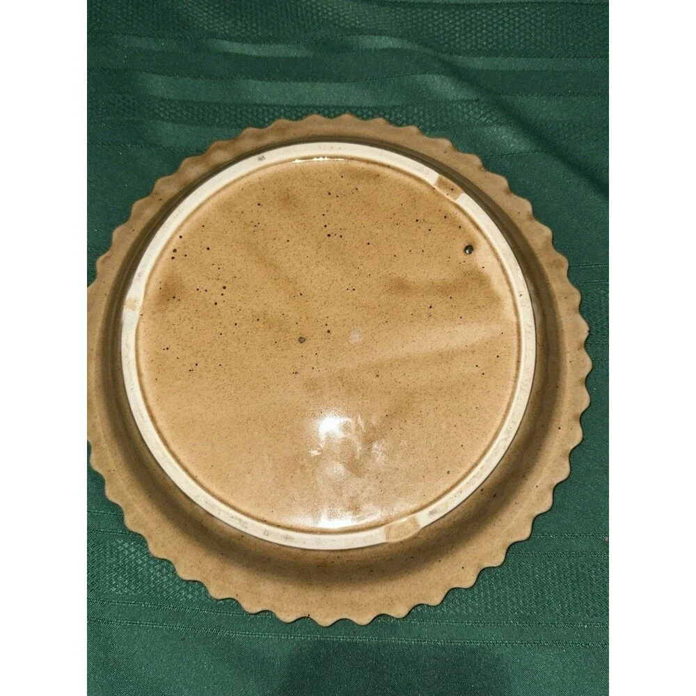 Vtg Very Blueberry Pie Ceramic Recipe Plate Scalloped Fluted Brown Rim Japan 10
